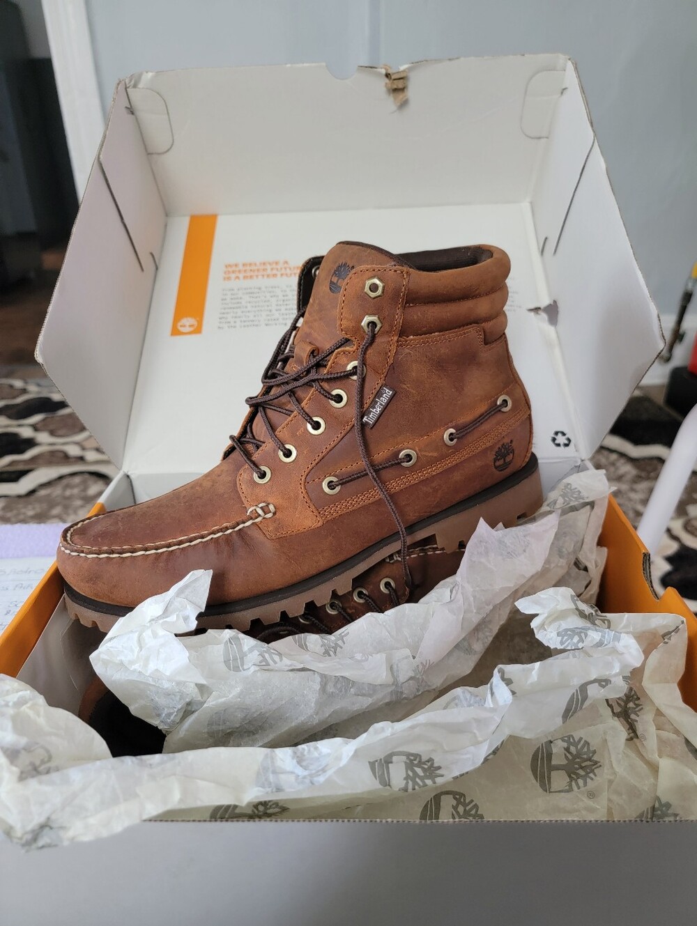 Timberland Brown Leather Moc Toe Hiking Work Boot